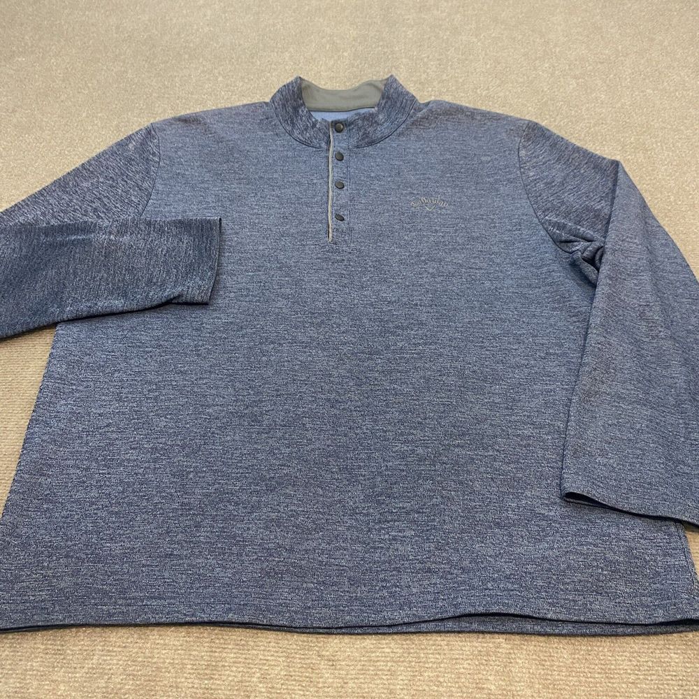 Callaway Sweater Mens XXL Blue‎ Performance Stretch Pullover 1/4 Button Golf